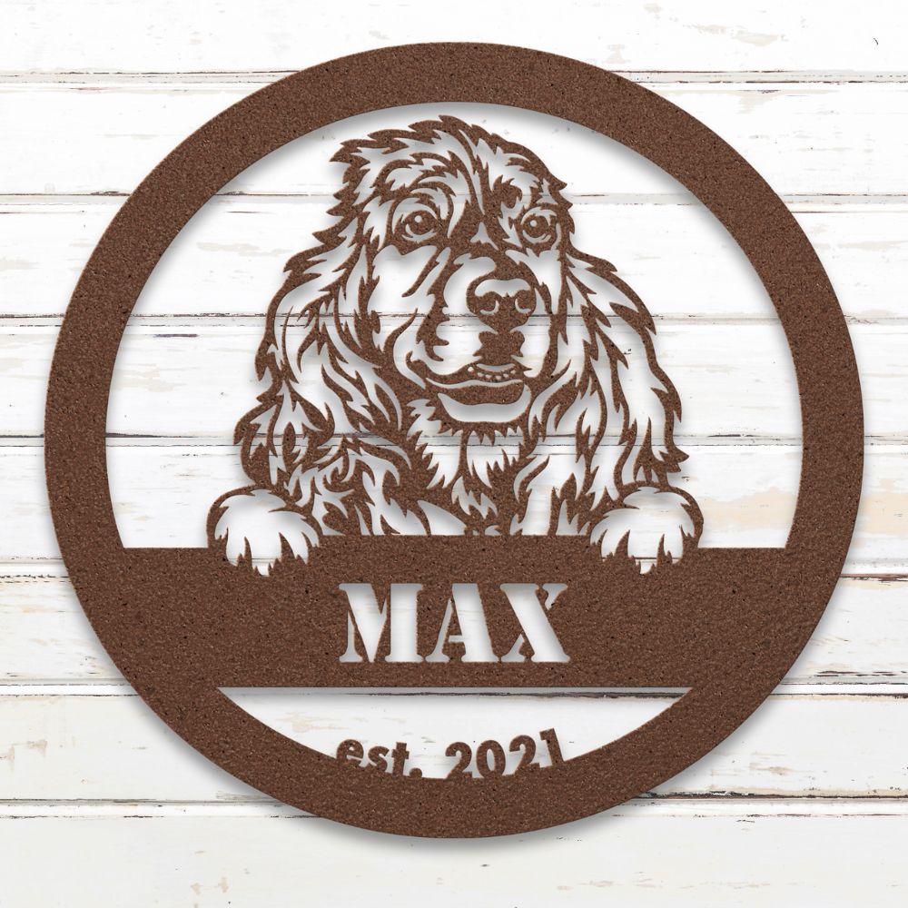 Roscoe & Charlie | Cocker Spaniel Metal Wall Art | Custom Dog Sign | Made in USA | High-Quality Steel | Multiple Finishes | Home Decor Gift