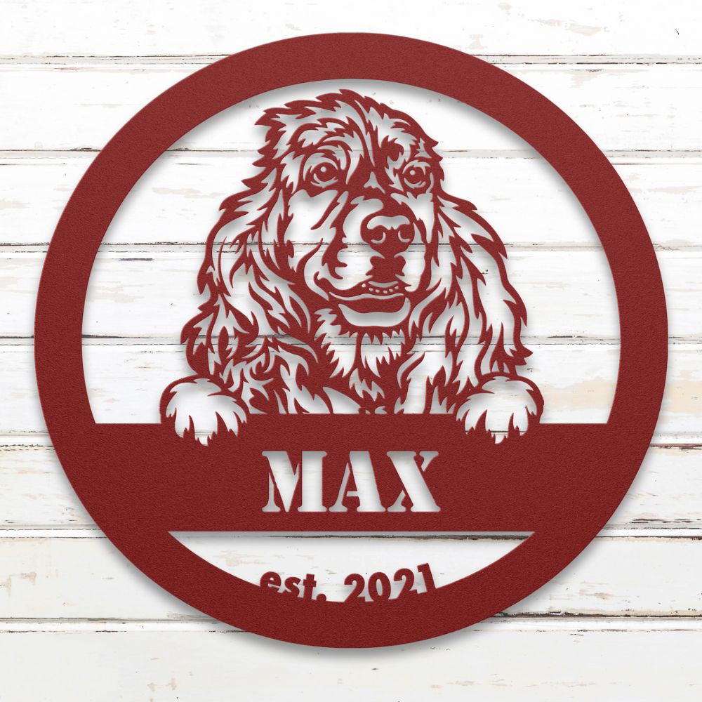 Roscoe & Charlie | Cocker Spaniel Metal Wall Art | Custom Dog Sign | Made in USA | High-Quality Steel | Multiple Finishes | Home Decor Gift