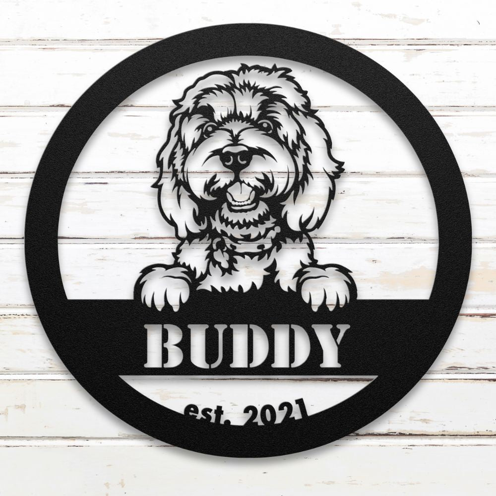 Roscoe & Charlie | Doodle Metal Wall Art | Custom Dog Sign | Made in USA | High-Quality Steel | Multiple Finishes | Home Decor Gift