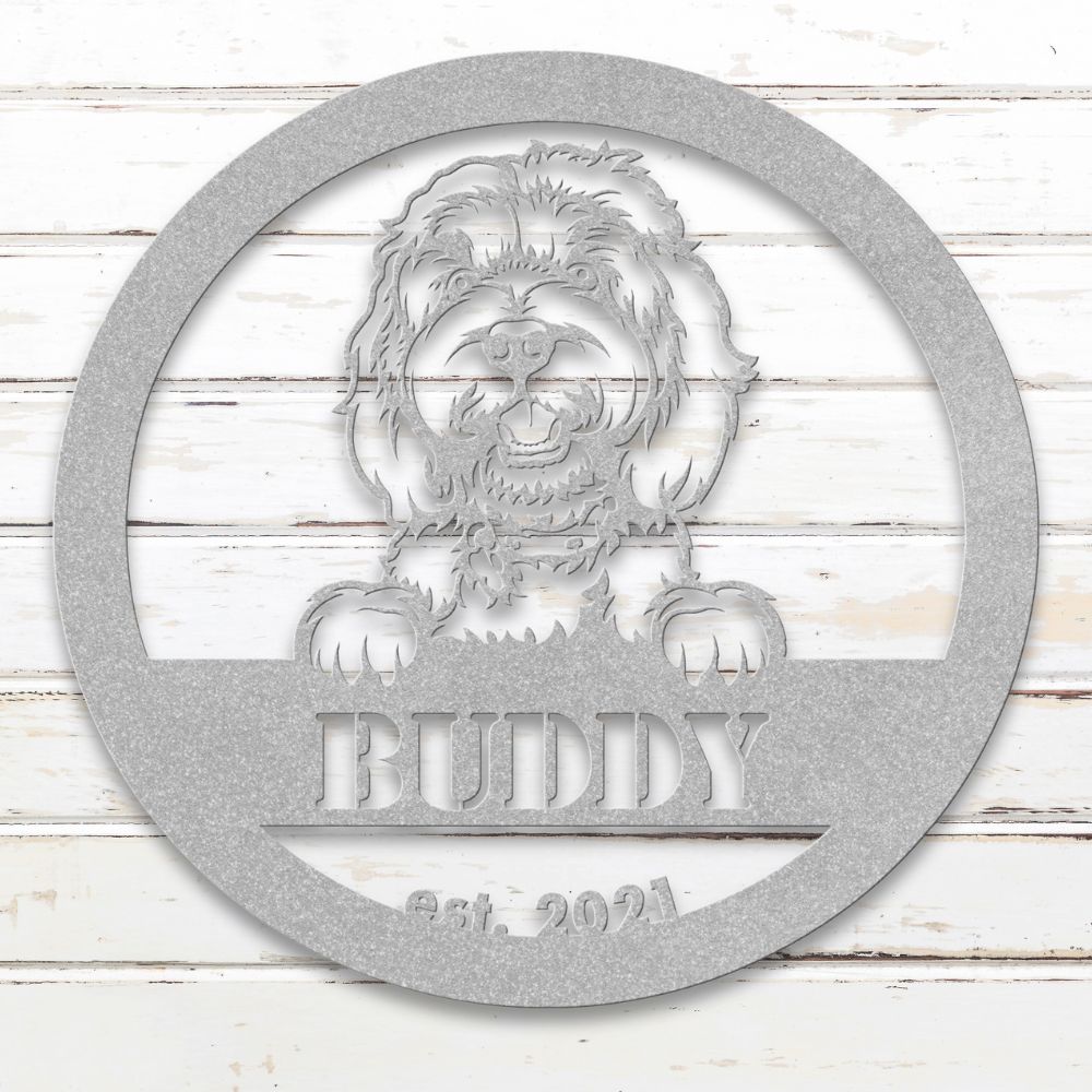 Roscoe & Charlie | Doodle Metal Wall Art | Custom Dog Sign | Made in USA | High-Quality Steel | Multiple Finishes | Home Decor Gift
