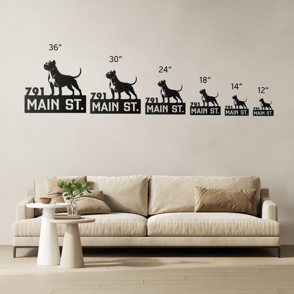 Pit Bull Terrier Metal Address Sign (Black) | Shop Personalized Address Signs | Roscoe & Charlie