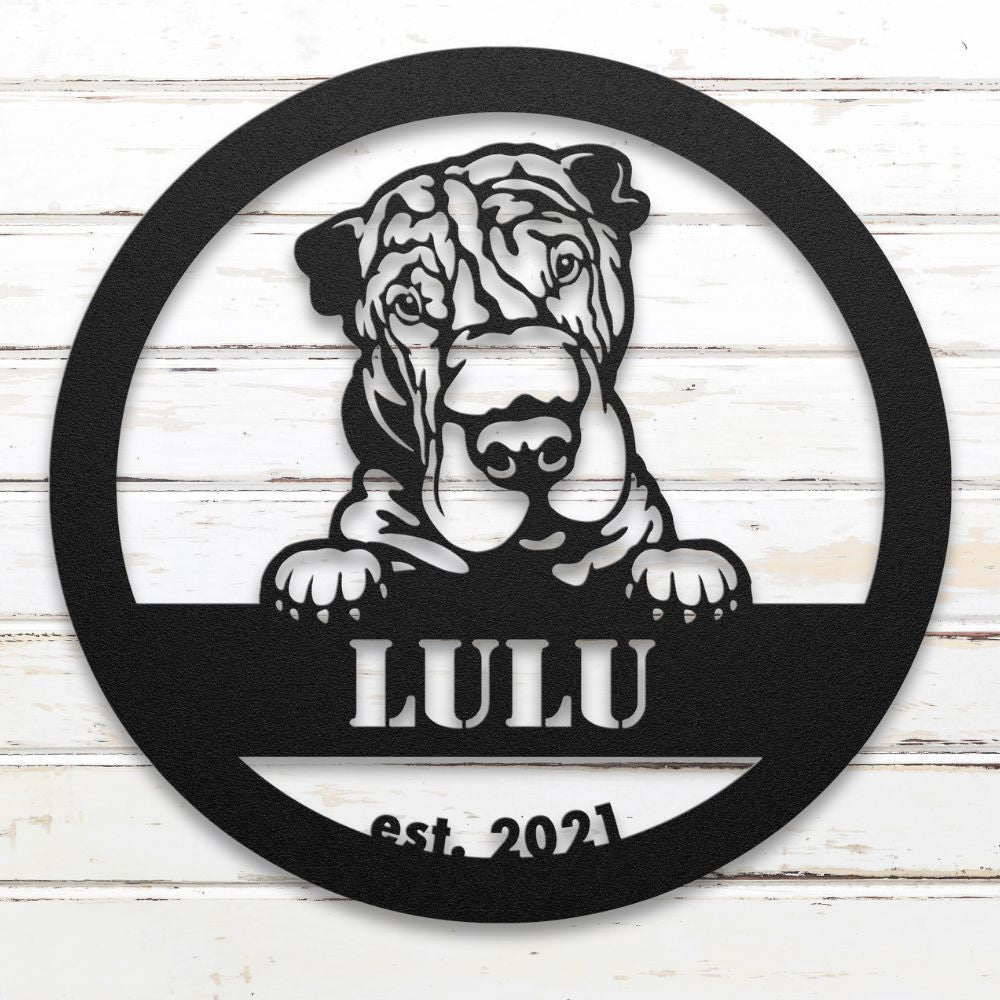 Roscoe & Charlie | Shar-Pei Metal Wall Art | Custom Dog Sign | Made in USA | High-Quality Steel | Multiple Finishes | Home Decor Gift