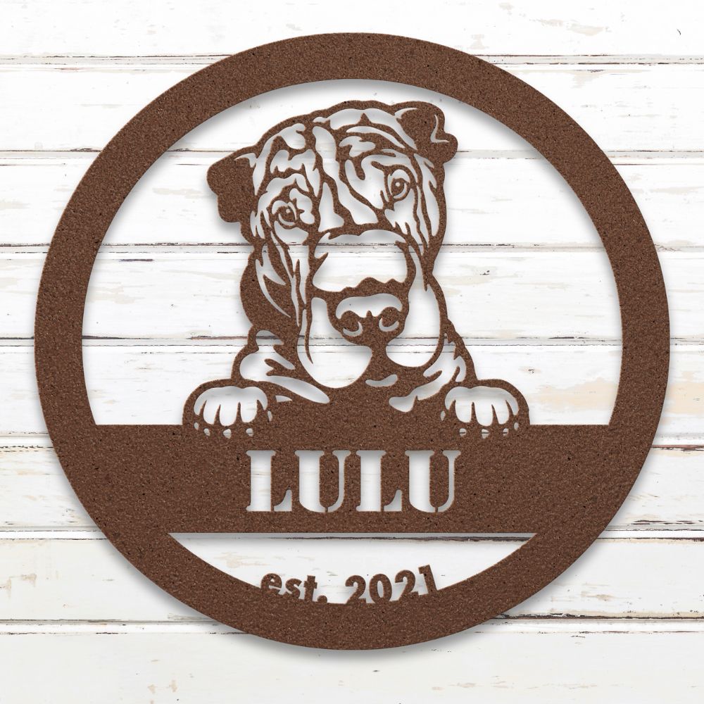Roscoe & Charlie | Shar-Pei Metal Wall Art | Custom Dog Sign | Made in USA | High-Quality Steel | Multiple Finishes | Home Decor Gift