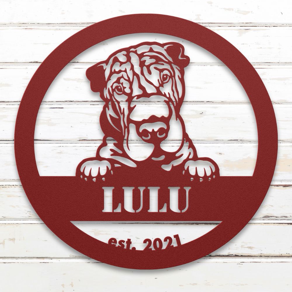 Roscoe & Charlie | Shar-Pei Metal Wall Art | Custom Dog Sign | Made in USA | High-Quality Steel | Multiple Finishes | Home Decor Gift