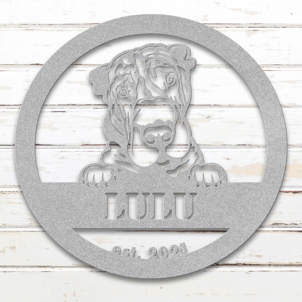 Roscoe & Charlie | Shar-Pei Metal Wall Art | Custom Dog Sign | Made in USA | High-Quality Steel | Multiple Finishes | Home Decor Gift