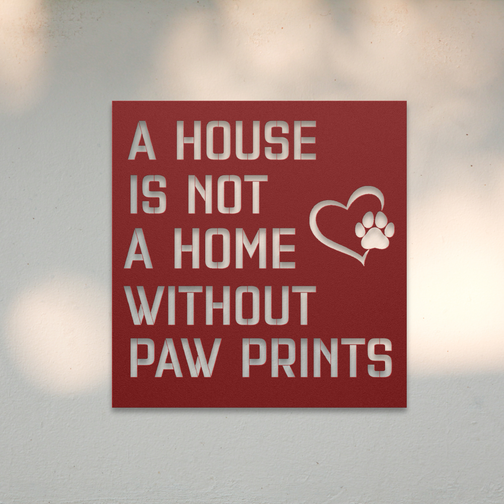 A House Is Not a Home Without Paw Prints (Red) | Shop Dog Wall Art & Gifts for Dog Lovers | Roscoe & Charlie