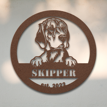 Beagle (Copper) | Shop Personalized Metal Dog Signs | Roscoe & Charlie