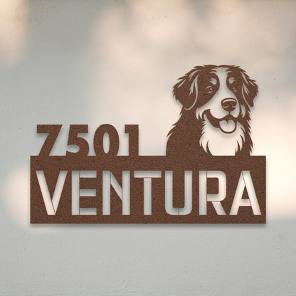 Bernese Mountain Dog Metal Address Sign (Copper) | Shop Dog Wall Art & Gifts for Dog Lovers | Roscoe & Charlie