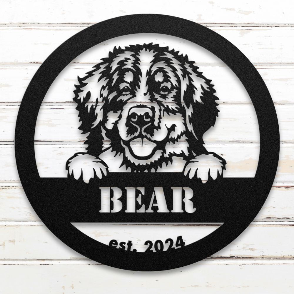 Roscoe & Charlie | Bernese Mountain Dog Metal Wall Art | Custom Dog Sign | Made in USA | High-Quality Steel | Multiple Finishes | Home Decor Gift