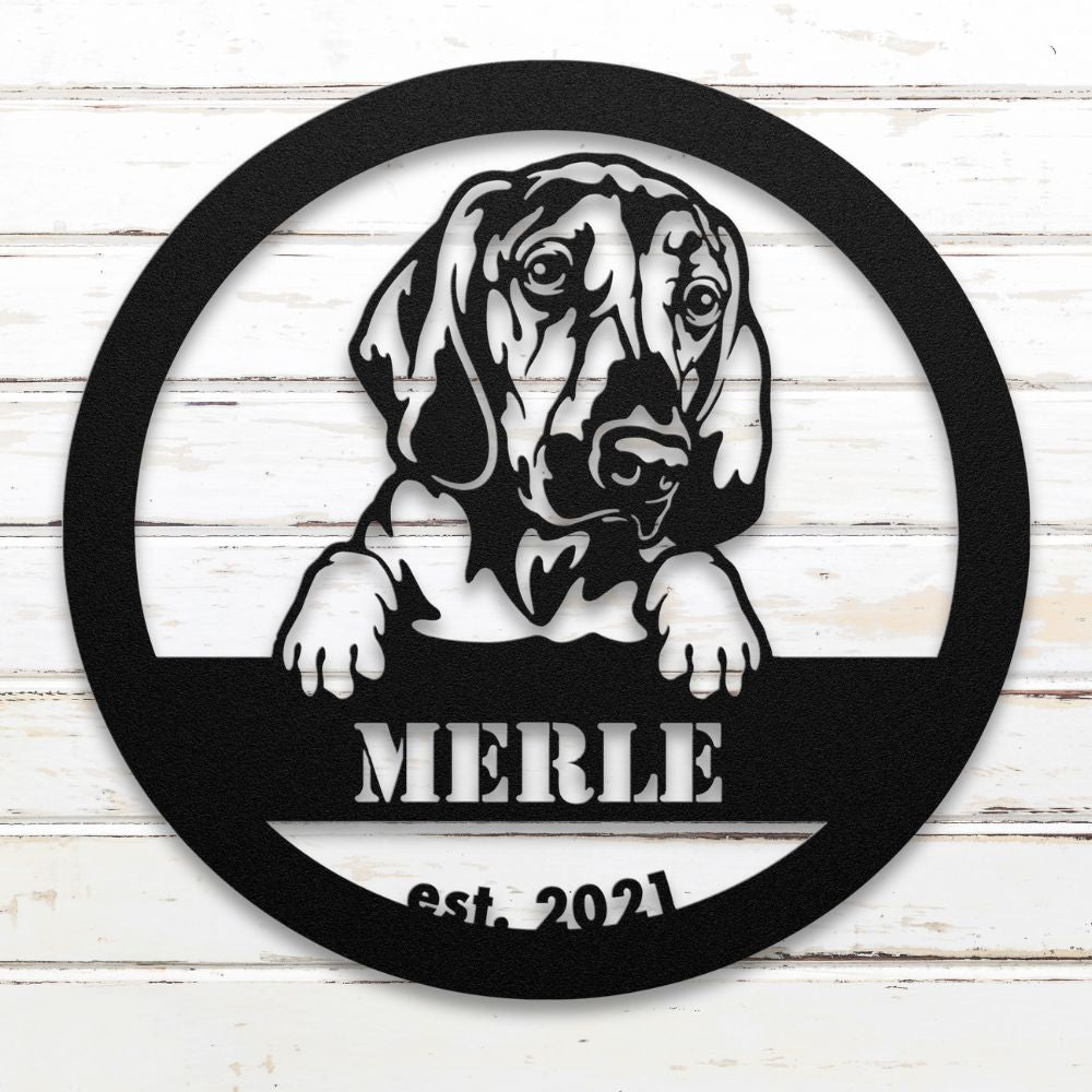 Roscoe & Charlie | Bloodhound Metal Wall Art | Custom Dog Sign | Made in USA | High-Quality Steel | Multiple Finishes | Home Decor Gift