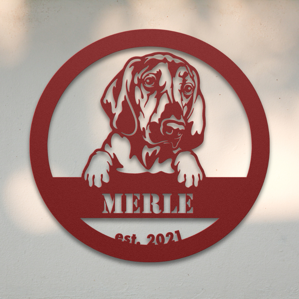 Bloodhound (Red) | Shop Personalized Metal Dog Signs | Roscoe & Charlie