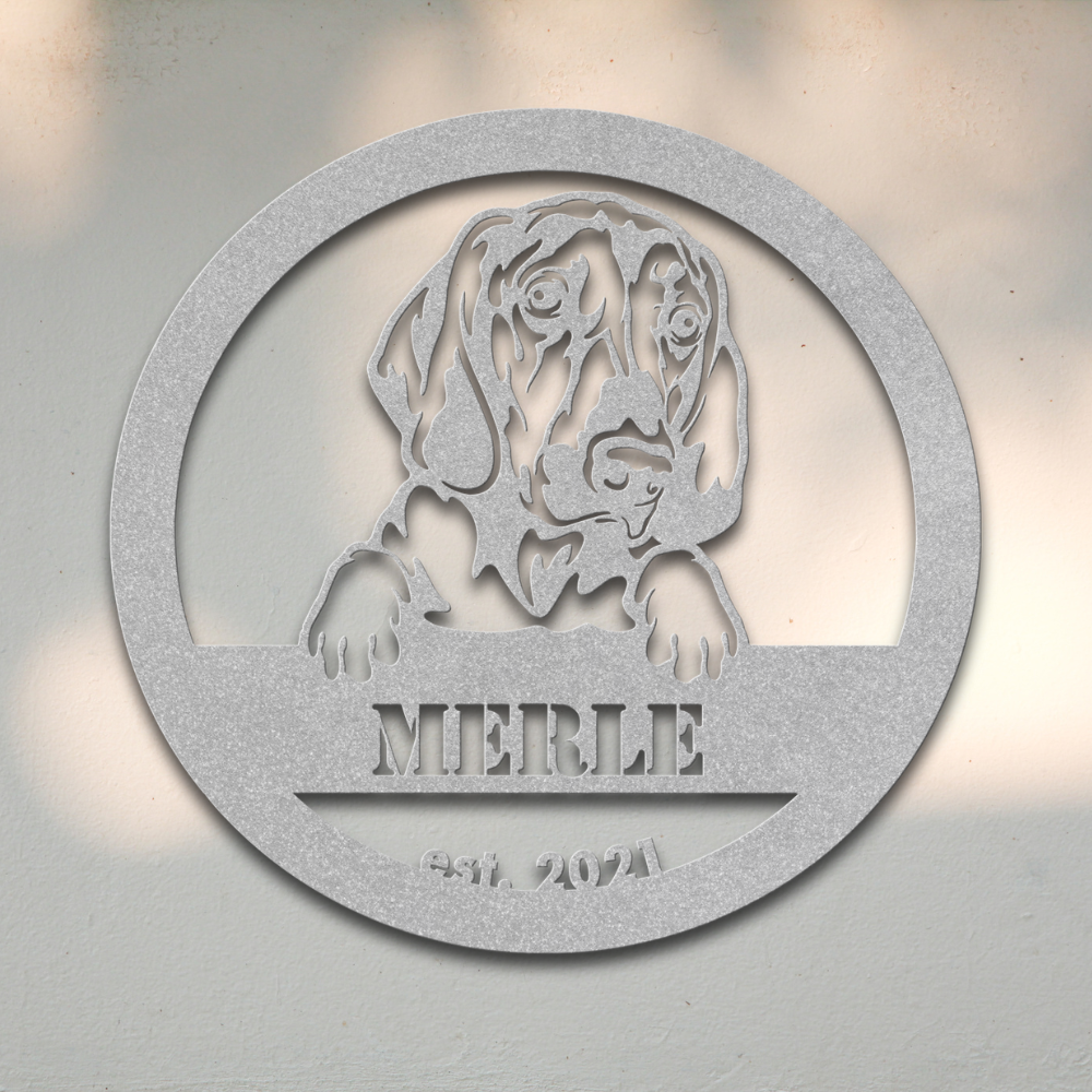 Bloodhound (Silver) | Shop Personalized Metal Dog Signs | Roscoe & Charlie