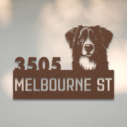 Border Collie Metal Address Sign (Copper) | Shop Dog Wall Art & Gifts for Dog Lovers | Roscoe & Charlie