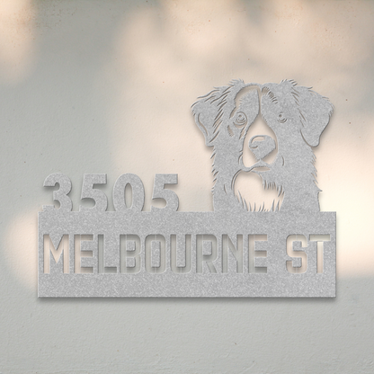 Border Collie Metal Address Sign (Silver) | Shop Dog Wall Art & Gifts for Dog Lovers | Roscoe & Charlie