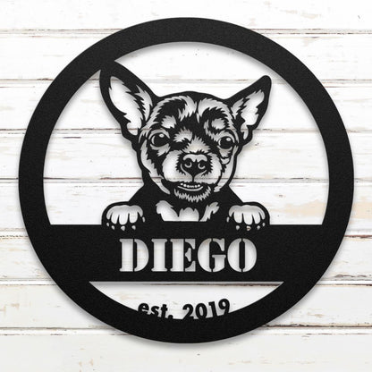 Roscoe & Charlie | Chihuahua Metal Wall Art | Custom Dog Sign | Made in USA | High-Quality Steel | Multiple Finishes | Home Decor Gift