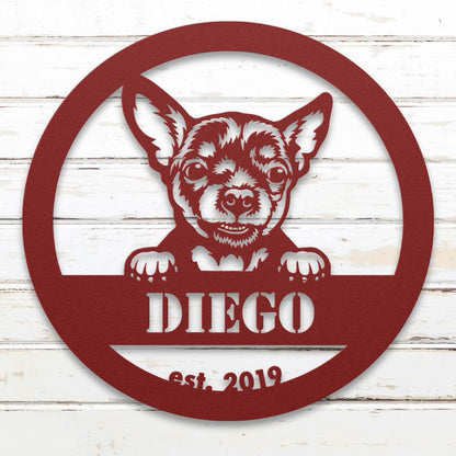 Roscoe & Charlie | Chihuahua Metal Wall Art | Custom Dog Sign | Made in USA | High-Quality Steel | Multiple Finishes | Home Decor Gift