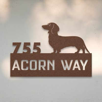 Dachshund Metal Address Sign (Copper) | Shop Dog Wall Art & Gifts for Dog Lovers | Roscoe & Charlie