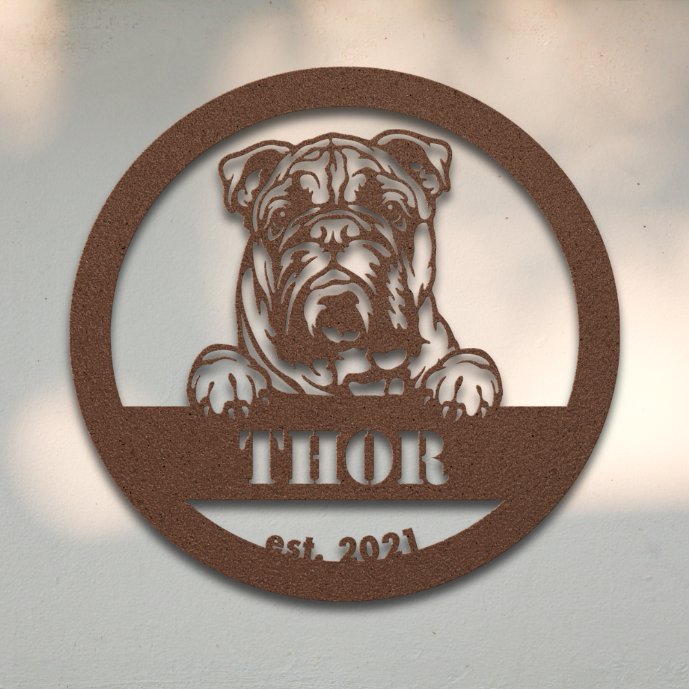 English Bulldog (Copper) | Shop Personalized Metal Signs | Roscoe & Charlie