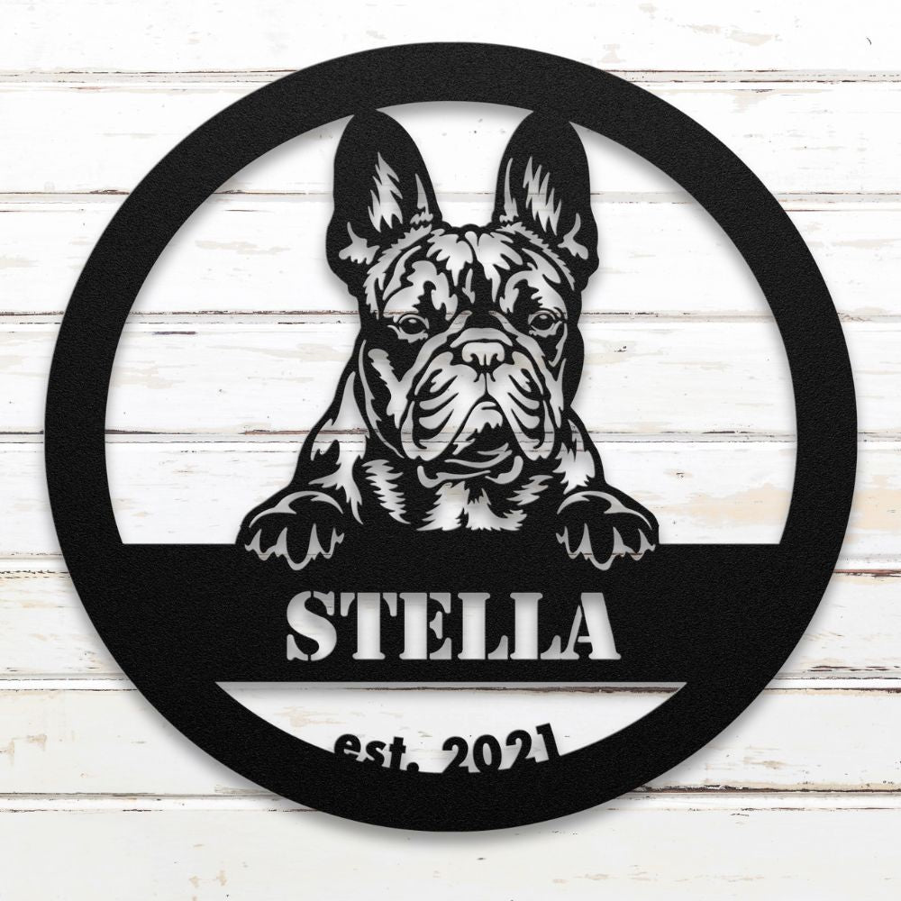 Roscoe & Charlie | French Bulldog Metal Wall Art | Custom Dog Sign | Made in USA | High-Quality Steel | Multiple Finishes | Home Decor Gift