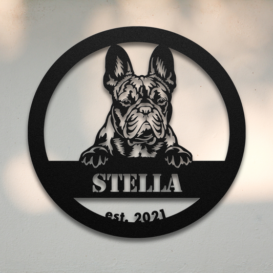 French Bulldog (Black) | Shop Personalized Metal Dog Signs | Roscoe & Charlie