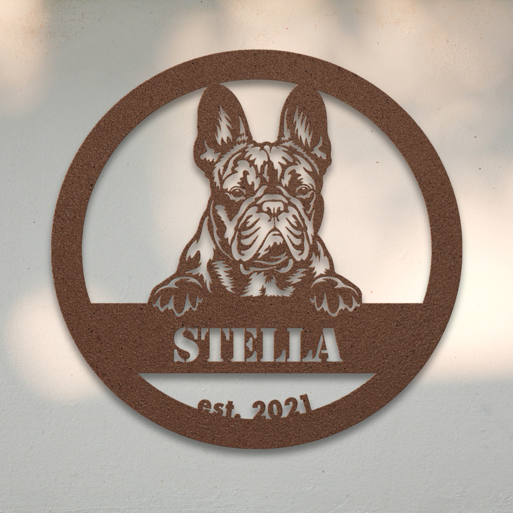 French Bulldog (Copper) | Shop Personalized Metal Dog Signs | Roscoe & Charlie