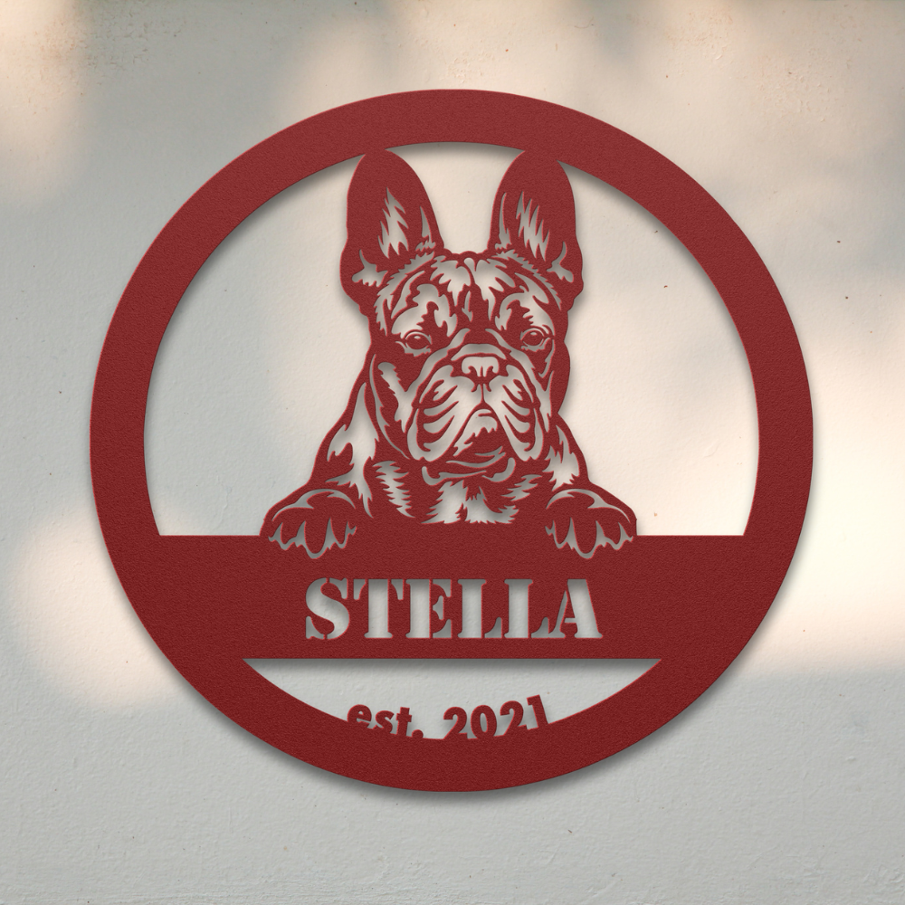 French Bulldog (Red) | Shop Personalized Metal Dog Signs | Roscoe & Charlie