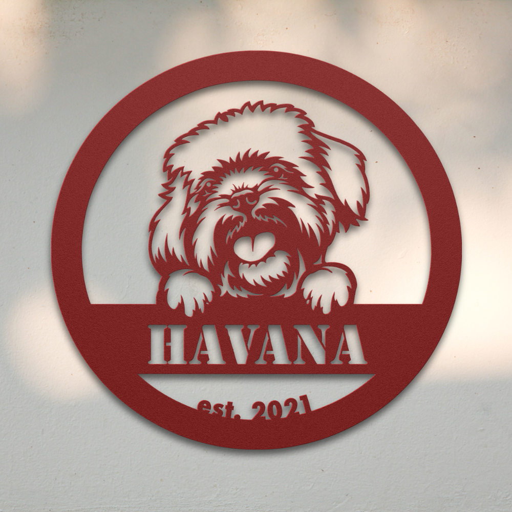 Havanese (Red) | Shop for Personalized Metal Dog Signs | Roscoe & Charlie