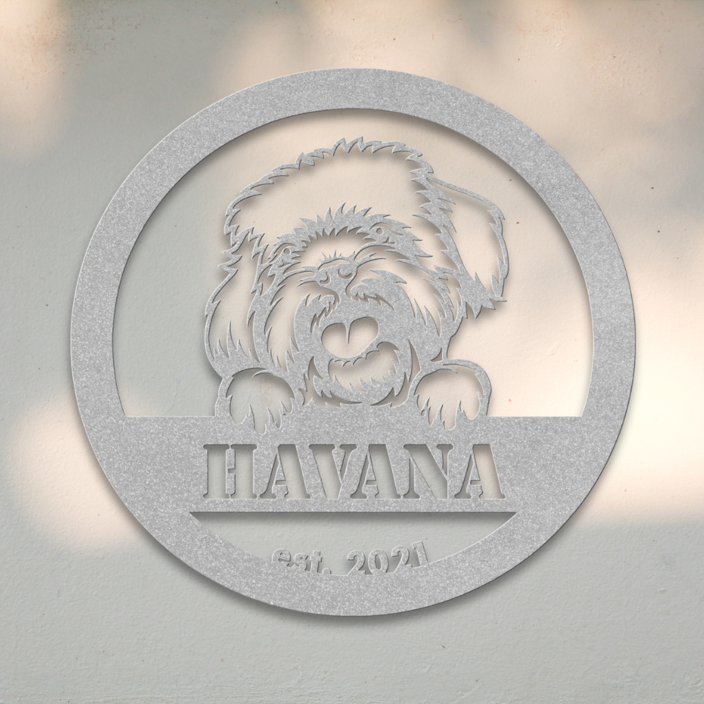 Havanese (Silver) | Shop for Personalized Metal Dog Signs | Roscoe & Charlie