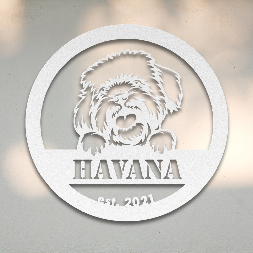 Havanese (White) | Shop for Personalized Metal Dog Signs | Roscoe & Charlie