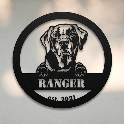 Labrador Retriever (Black) | Shop Personalized Metal Dog Signs | Roscoe & Charlie