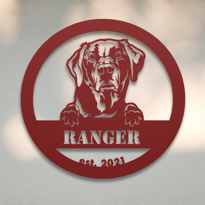 Labrador Retriever (Red) | Shop Personalized Metal Dog Signs | Roscoe & Charlie