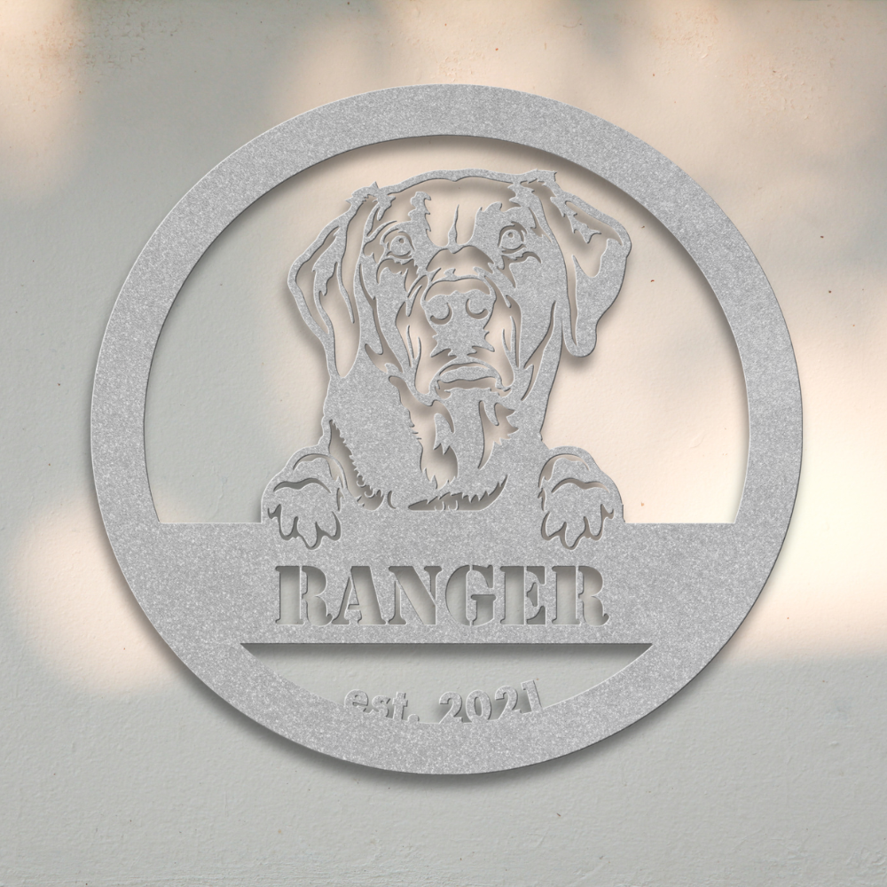 Labrador Retriever (Silver) | Shop Personalized Metal Dog Signs | Roscoe & Charlie