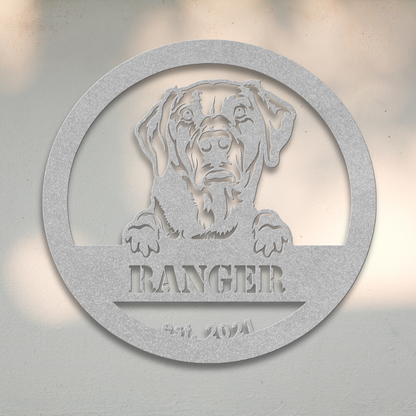 Labrador Retriever (Silver) | Shop Personalized Metal Dog Signs | Roscoe & Charlie