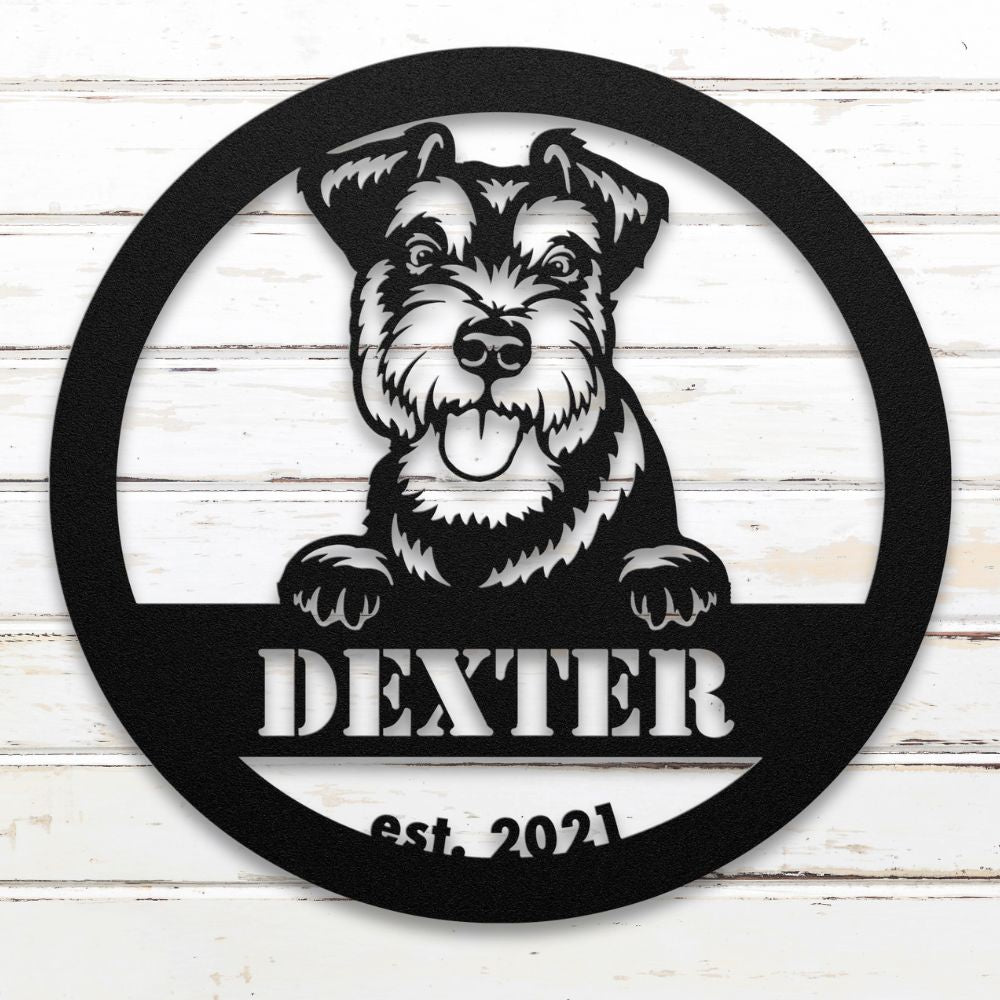 Roscoe & Charlie | Miniature Schnauzer Metal Wall Art | Custom Dog Sign | Made in USA | High-Quality Steel | Multiple Finishes | Home Decor Gift