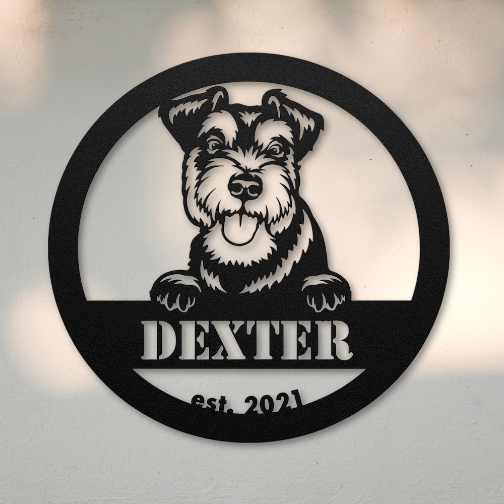 Miniature Schnauzer (Black) | Shop Personalized Metal Dog Signs | Roscoe & Charlie