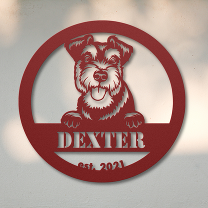 Miniature Schnauzer (Red) | Shop Personalized Metal Dog Signs | Roscoe & Charlie