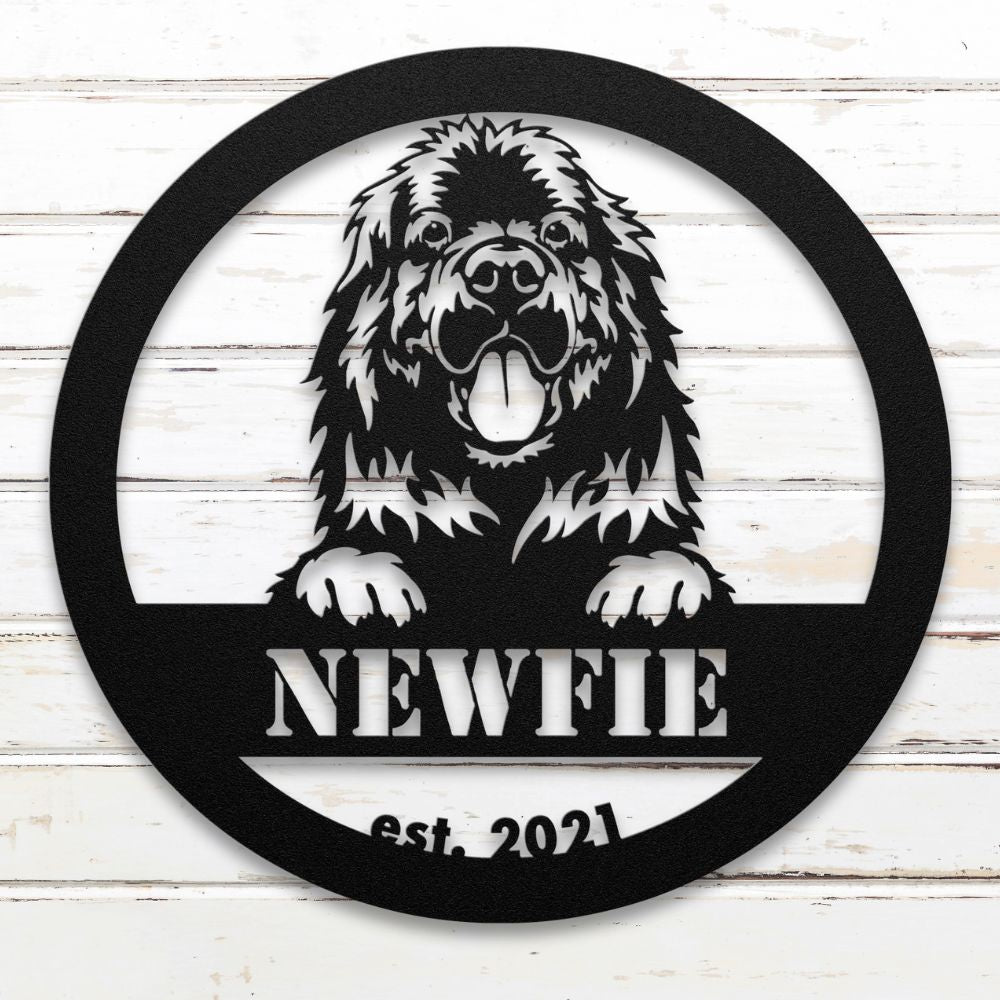 Roscoe & Charlie | Newfoundland Metal Wall Art | Custom Dog Sign | Made in USA | High-Quality Steel | Multiple Finishes | Home Decor Gift