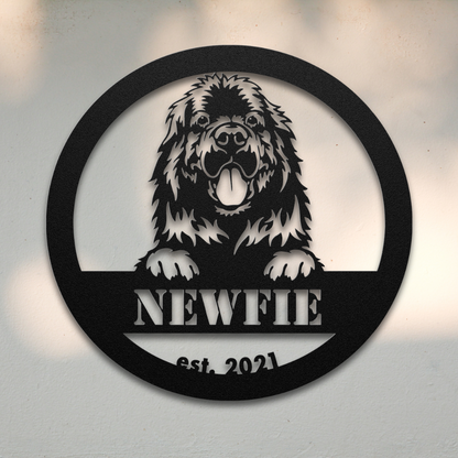 Newfoundland (Black) | Shop Personalized Metal Dog Signs | Roscoe & Charlie