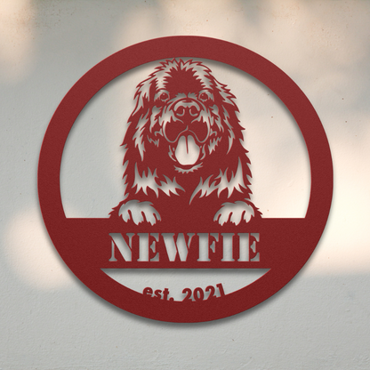 Newfoundland (Red) | Shop Personalized Metal Dog Signs | Roscoe & Charlie