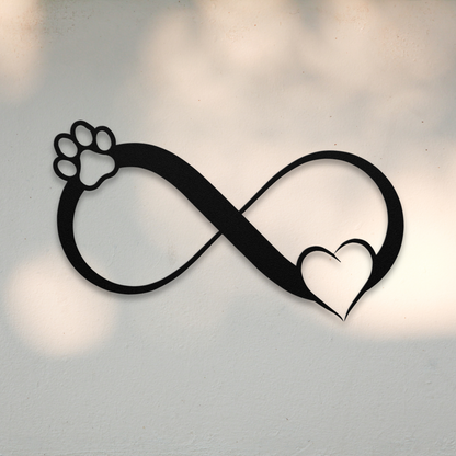 Paw Print + Heart Infinity (Black) | Shop Dog Wall Art