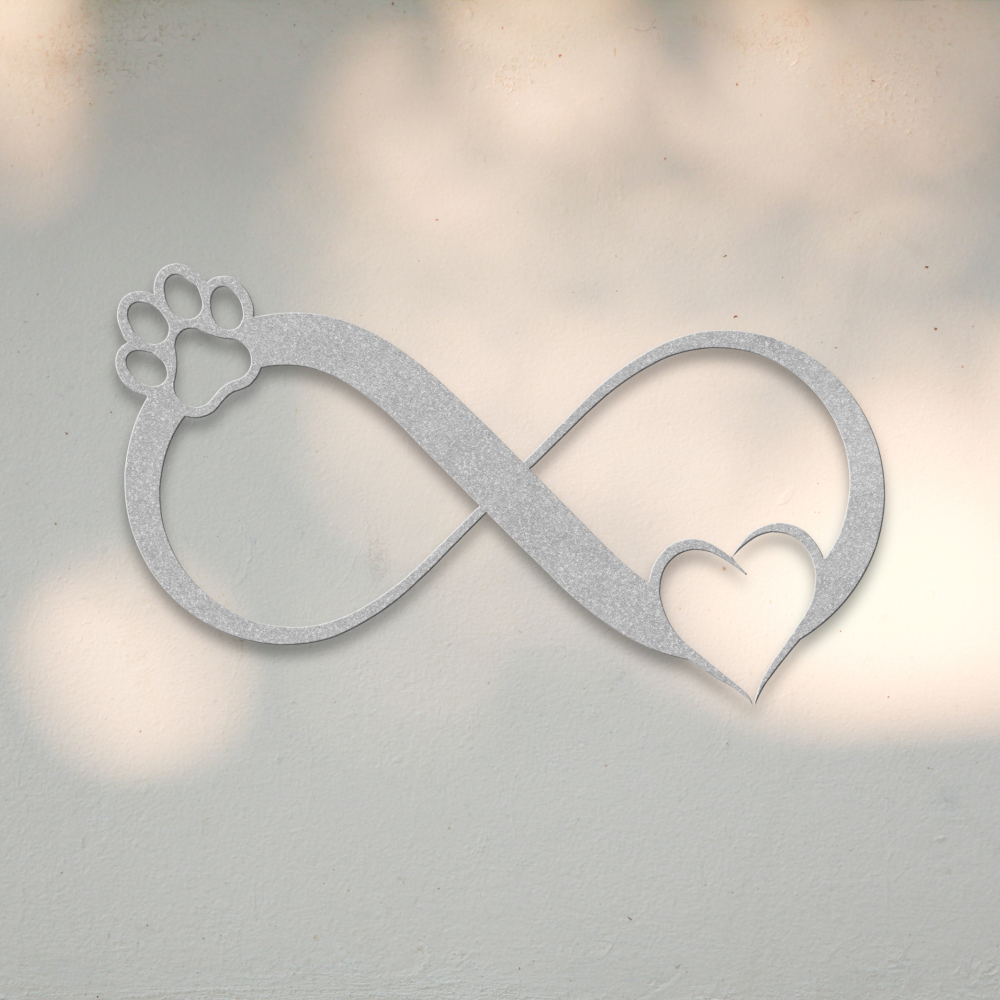 Paw Print + Heart Infinity (Silver) | Shop Dog Wall Art | Roscoe & Charlie