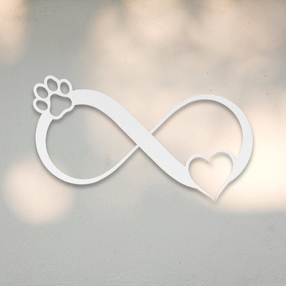 Paw Print + Heart Infinity (White) | Shop Dog Wall Art | Roscoe & Charlie