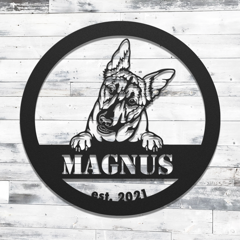 Buy Personalized Belgian Malinois Metal Wall Art | Black | Roscoe & Charlie