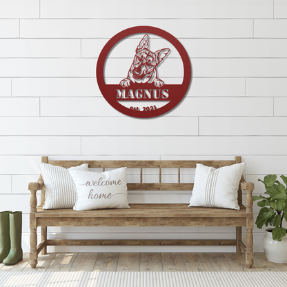 Buy Personalized Belgian Malinois Metal Wall Art | Red | Roscoe & Charlie