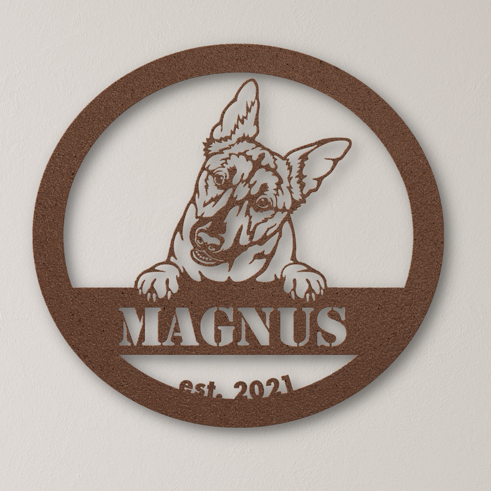 Buy Personalized Belgian Malinois Metal Wall Art | Copper | Roscoe & Charlie