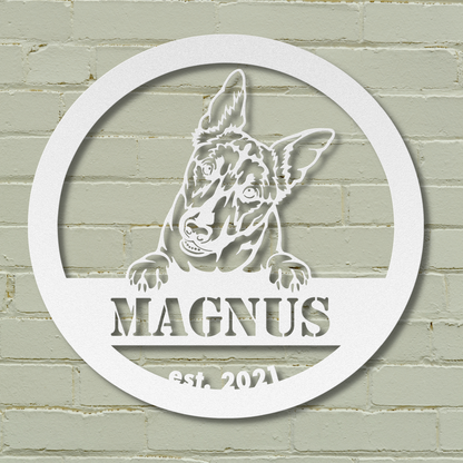 Buy Personalized Belgian Malinois Metal Wall Art | White | Roscoe & Charlie