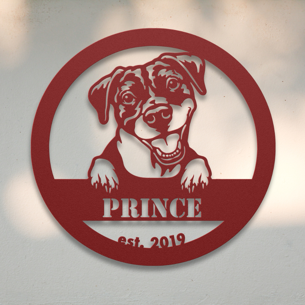 Pit Bull Terrier | Shop Personalized Metal Dog Signs | Roscoe & Charlie