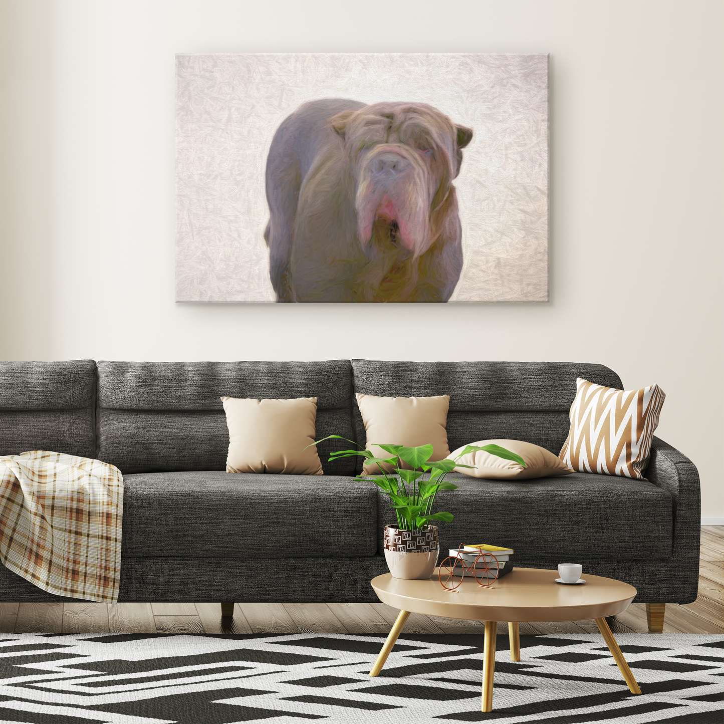 shop for canvas wall art with Neapolitan Mastiff prints online | Roscoe & Charlie