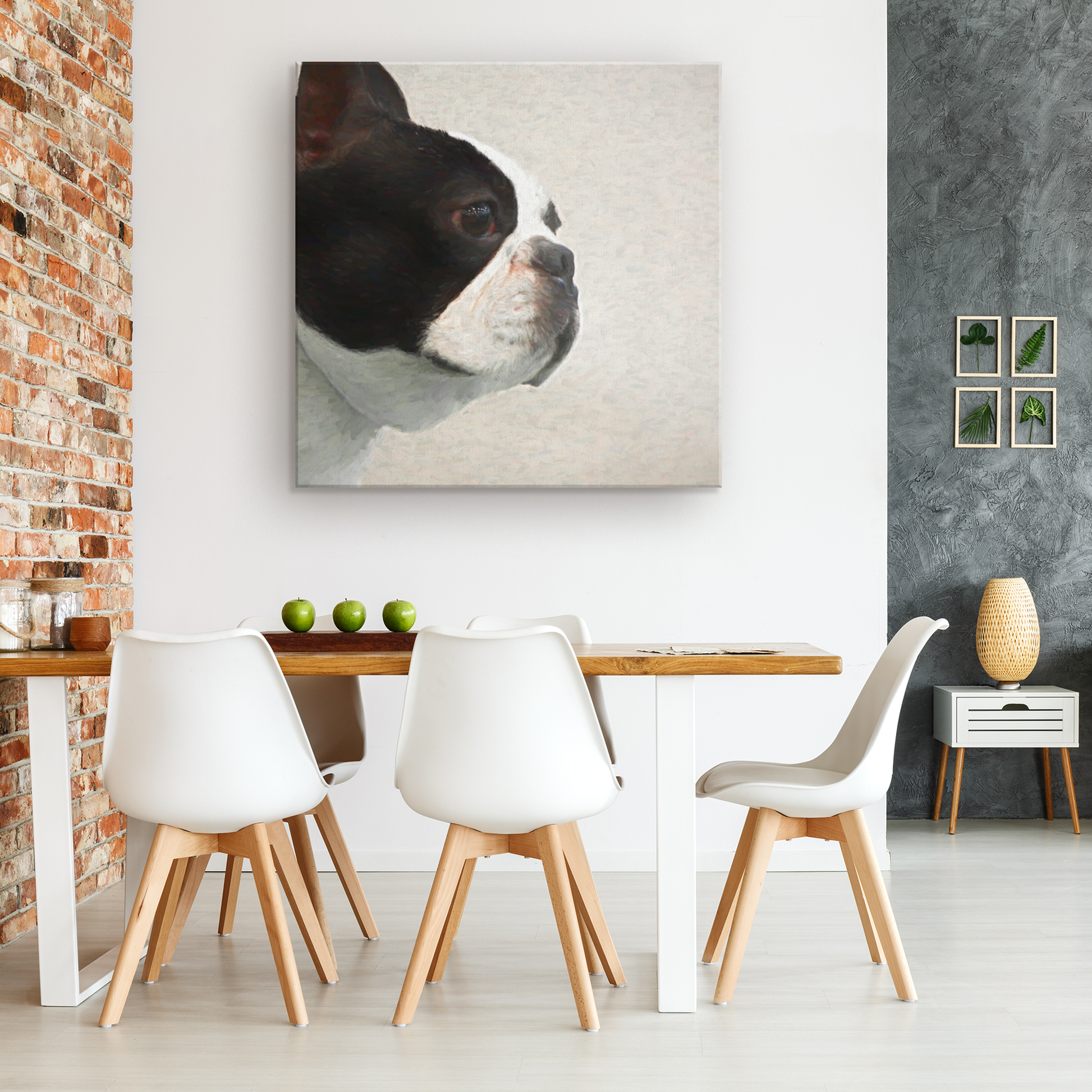 shop for canvas wall art with Boston Terrier prints online | Roscoe & Charlie