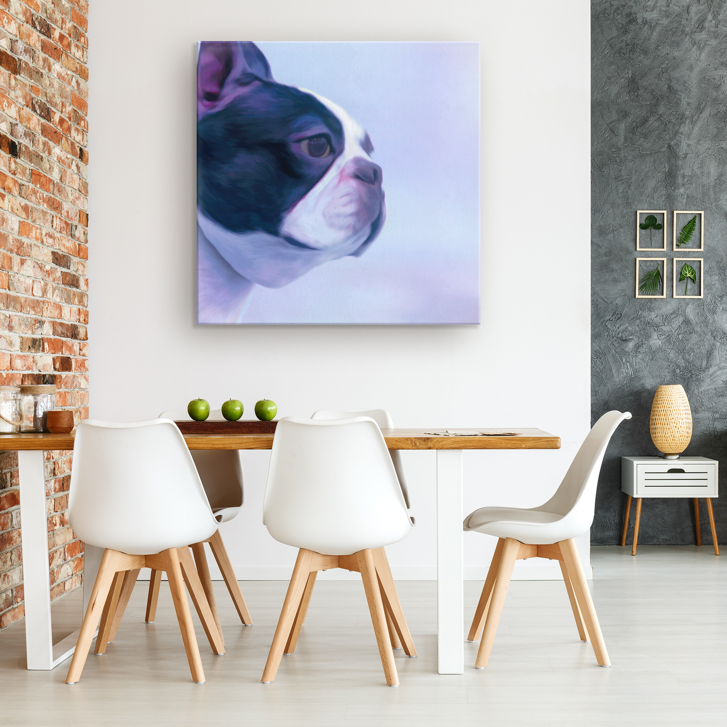 shop for canvas wall art with Boston Terrier prints online | Roscoe & Charlie